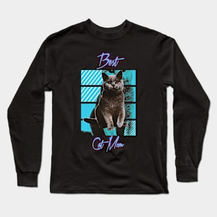 retro best cat mother Long Sleeve T-Shirt